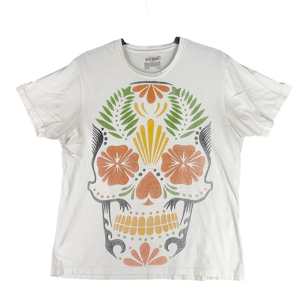 Sugar Skull Shirt Mens XL Day Of The Dead Graphic Casual Streetwear Festivalcore